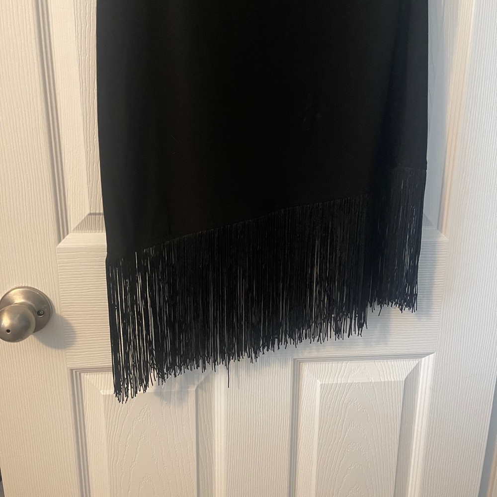 B Darlin Black Mini Dress with Fringe - Picture 2 of 5